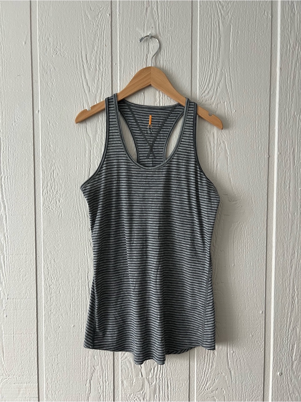 Lucy Activewear Gray Striped Racerback Workout Top